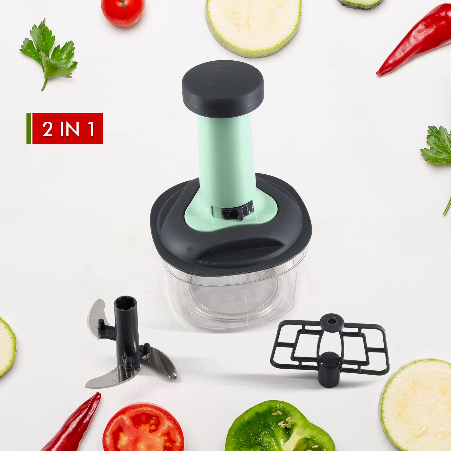 5902 PUSH CHOPPER MANUAL FOOD CHOPPER AND HAND PUSH VEGETABLE CHOPPER, CUTTER, MIXER SET FOR KITCHEN WITH 3 STAINLESS STEEL BLADE. DeoDap 5902 PUSH CHOPPER MANUAL FOOD CHOPPER AND HAND PUSH VEGETABLE CHOPPER, CUTTER, MIXER SET FOR KITCHEN WITH 3 STAINLESS STEEL BLADE. DeoDap